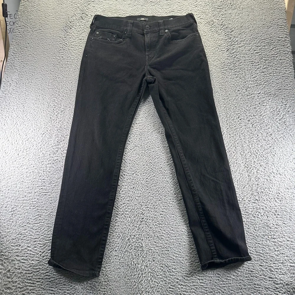 True Religion Geno Jeans Mens 36x33 Black Cotton Denim Straight Workwear Stretch